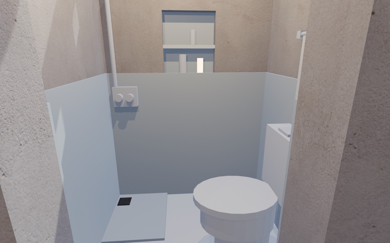 Kamar mandi dalam dengan WC duduk dan rain shower